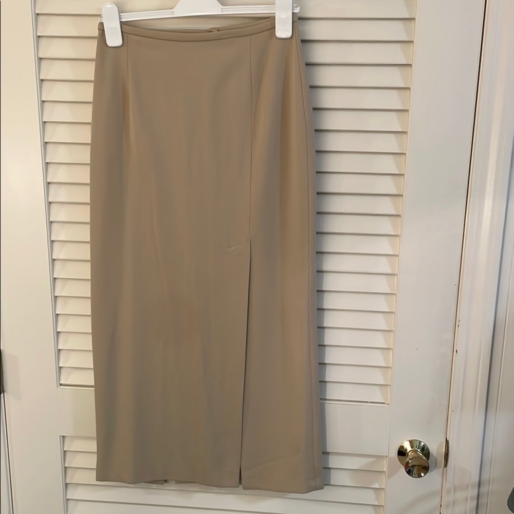 Vertigo Paris Tan Maxi Pencil Skirt with Front and Back Long Slit